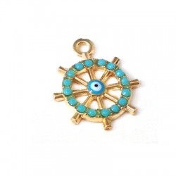 Zamak Charm Boat Wheel w/ Stones 14mm