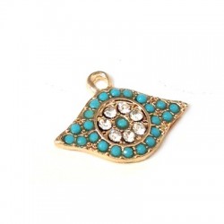 Zamak Charm Evil Eye with Stones 20x12mm