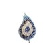 Brass Connector Teardrop Eye with Zircon Crystal 15x23mm