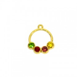 Breloque Ronde en Zamak avec Strass 17 x 19 mm