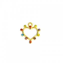Charm cœur en Zamak avec Strass 18 x 16 mm