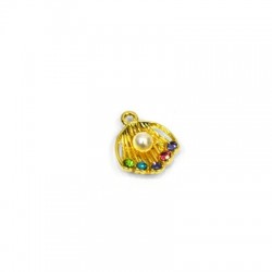 Ciondolo in Metallo Zama Ovale con Strass e Perla 13mm