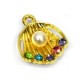 Pendentif Ovale en Zamak avec Strass et Perle. 13 mm