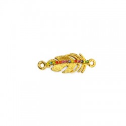 Connecteur en Zamak en Forme de Plume avec Strass 10 x 24 mm