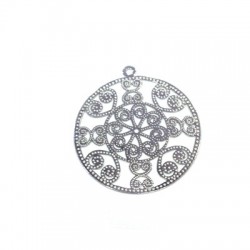 Brass Laser Cut Filigree Pendant Round 31mm