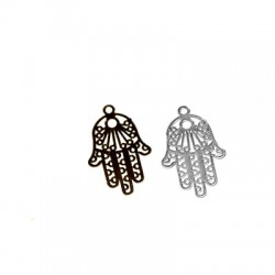 Brass Laser Cut Filigree Pendant Hamsa Hand 18x29mm