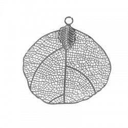 Pendentif en Laiton Découpé au Laser. Motif Feuille. 52 mm