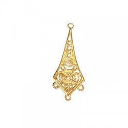 Brass Pendant with 3 holes 13x30mm