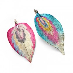 Natural Leaf Plated Pendant (~40x60mm)