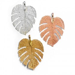 Pendente Foglia Naturale Metallizzata 40x50mm