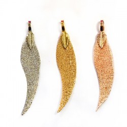 Pendente Foglia Naturale Metallizzata 11x57mm