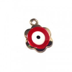Pendentif Zamak Émaillé Fleur œil 14 mm
