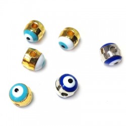 Metal Zamak Cast Bead Evil's Eye 6mm (Ø 1.1mm)