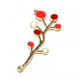 Enameled Zamak Pendant Branch 25x55mm