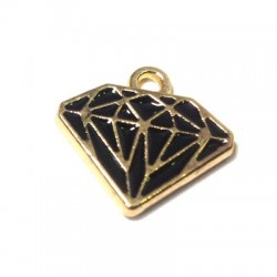 Μεταλλικό Μοτίφ Διαμάντι με Σμάλτο 15x18mm