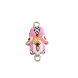 Enameled Zamak Connector Hamsa Hand (Fatima) 13x17mm