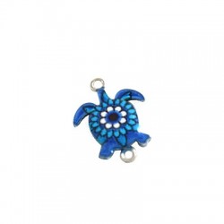 Metal Zamak Cast Connector Charm  Turtle with Enamel 18mm