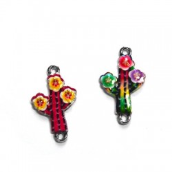 Zamak Enamel Connector Cactus 15x18mm