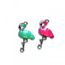 Zamak Enamel Connector Flamingo 15x26mm