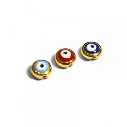 Passante in Zama Rotondo con Occhio Portafortuna Smaltato 8x4mm (Ø3.2x2.2mm)