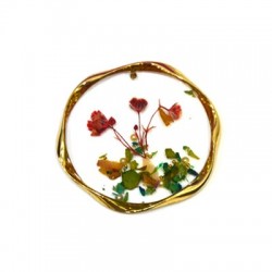 Enameled Zamak Pendant Flower Round 40mm