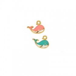 Zamak Charm Whale w/ Enamel 10x19mm