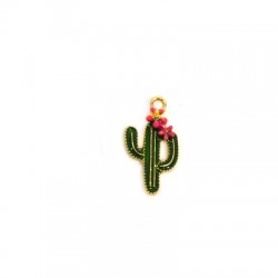 Zamak Charm Cactus w/ Enamel 12x20mm