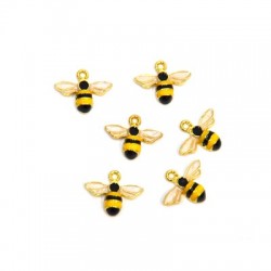 Breloque Abeille en Zamak Émaillé 14 x 10 mm
