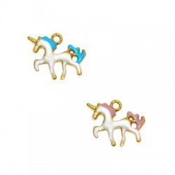 Charm in Zama Smaltato Unicorno 19x12mm