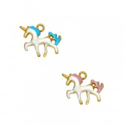 Charm Licorne en Zamak Émaillé 19 x 12 mm