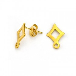 Stainless Steel 304 Earring Rhombus 10x14mm