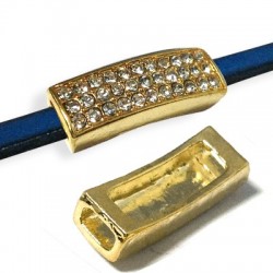 Curseur Rectangulaire en Zamak avec Strass 25 x 8 mm Ø 2.5 x 5 mm