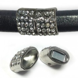Fermoir Magnétique Rectangulaire en Zamak avec Strass 23 x 14 mm Ø 12 x 7 mm