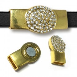 Fermoir Magnétique Ovale en Zamak avec Strass 41 x 18 mm Ø 11 x 4 mm