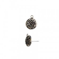 Brass Earring Round Marcasite w/Loop 12mm