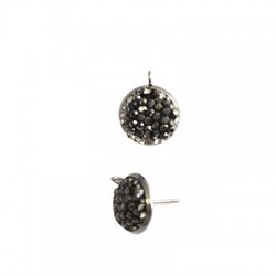 Brass Earring Round Marcasite w/Loop 12mm