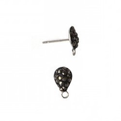 Brass Earring Teardrop Marcasite with Loop 7x9mm