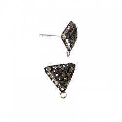 Brass Earring Triangle Marcasite w/Loop 12mm