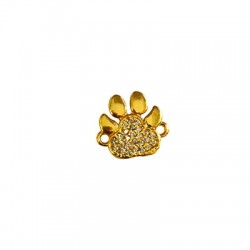 Zircon Brass Connector Paw Print13x12mm