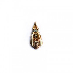 Breloque en Laiton et Zircon en Forme de Mouche 11 x 23 mm