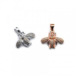 Ciondolo a Forma di ape in Ottone con Zirconi 18X17 mm