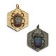 Brass Pendant Hexagon Beetle w/ Zircon 33x30mm