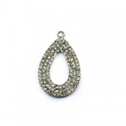 Pendente in Metallo Zama Goccia Ovale con Strass 24x39mm