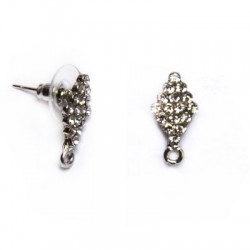 Zamak Earring with Loop and Rhinestones 8x17mm