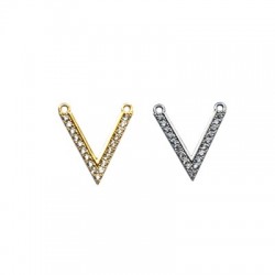 Zircon Brass Pendant V 17x18mm