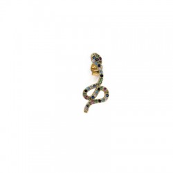 Brass Earring Snake w/ Zircon  9x20mm