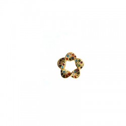 Brass Earring Flower w/ Zircon 13mm