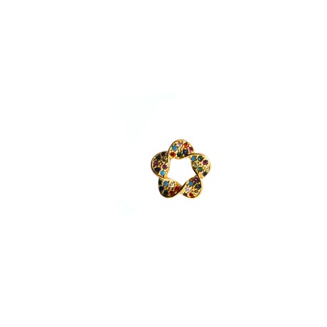 Μεταλλικό Μπρούτζινο Σκουλαρίκι Λουλούδι με Ζιργκόν 13mm