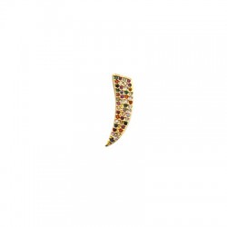 Brass Earring Horn w/ Zircon 6x19mm