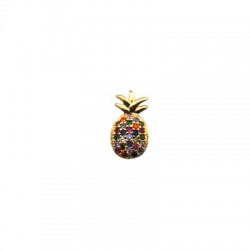 Boucle D'Oreille en Laiton et Zircon Ananas 9 x 16 mm